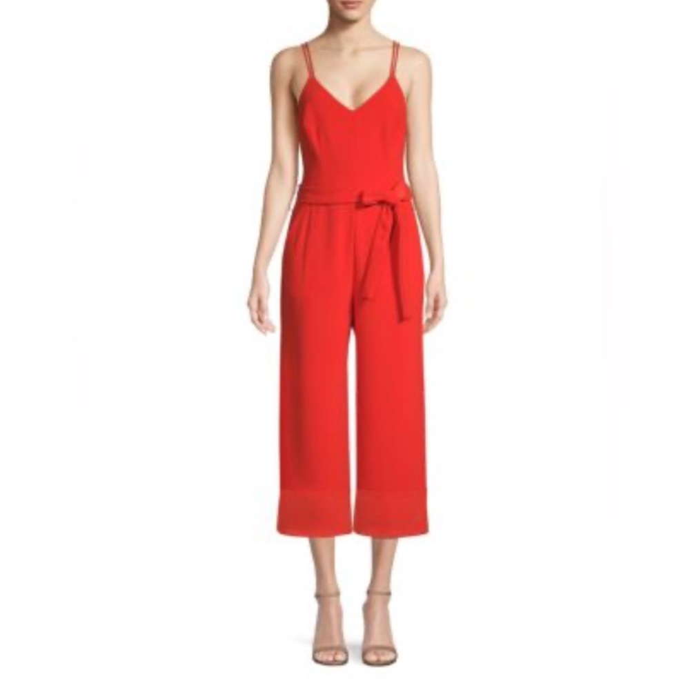 TRINA TURK Cropped Red Jumpsuit With Belt Women’s Size 6 New With Tags‎ Designer
